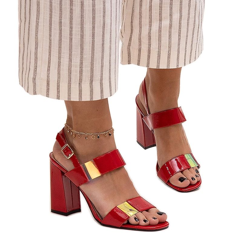 Sandali Shadan con tacco alto in vernice rossa rosso