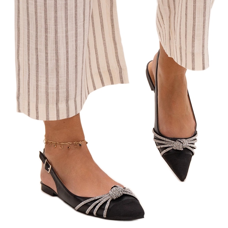 Ballerine a punta con strass Sellar nero