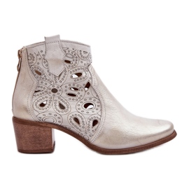 Stivaletti In Pelle Traforata Lewski Shoes 3170/2 Gomma Oro d'oro