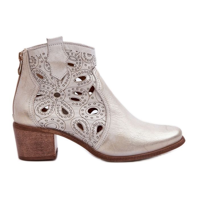 Stivaletti In Pelle Traforata Lewski Shoes 3170/2 Gomma Oro d'oro