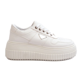 Sneakers da Donna Realizzate in Eco Pelle su Piattaforma Massiccia, Chrisstin Bianco