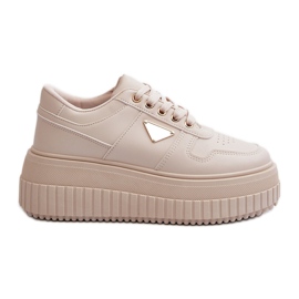 Sneakers da Donna Realizzate in Eco Pelle su una Piattaforma Massiccia, Beige Chiaro di Christin