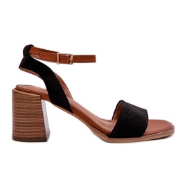 Sandali con Tacco Alto da Donna Realizzati in Eco Camoscio Nero Ronvia