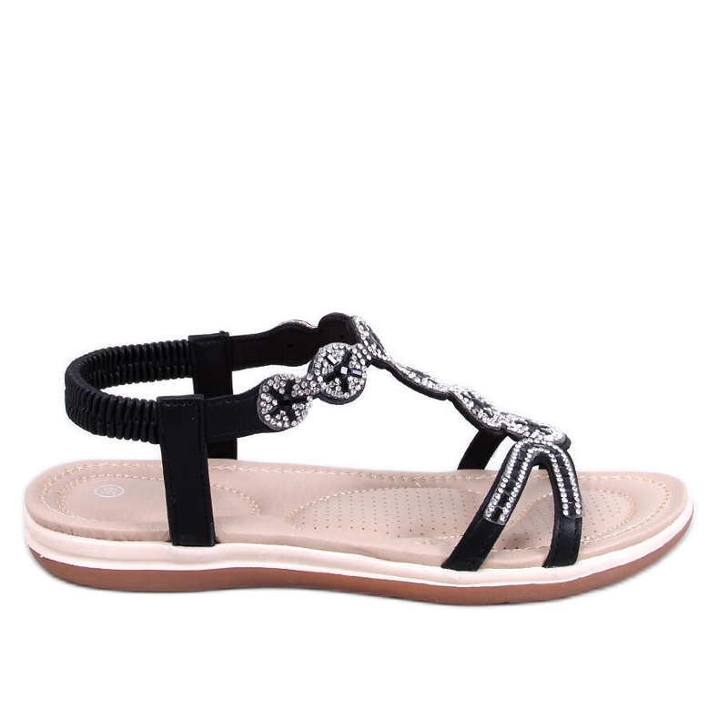 Yvers Sandali neri con zirconi decorativi nero
