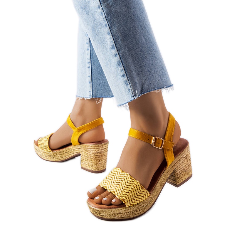Sandali gialli con tacco Portland giallo