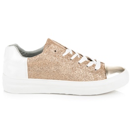 Kylie Sneakers allacciate con glitter giallo