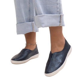 Scarpe Bernice in pelle traforata blu navy
