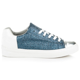 Kylie Sneakers stringate con glitter blu