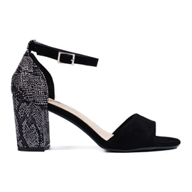 Sergio Leone Eleganti sandali da donna in camoscio nero