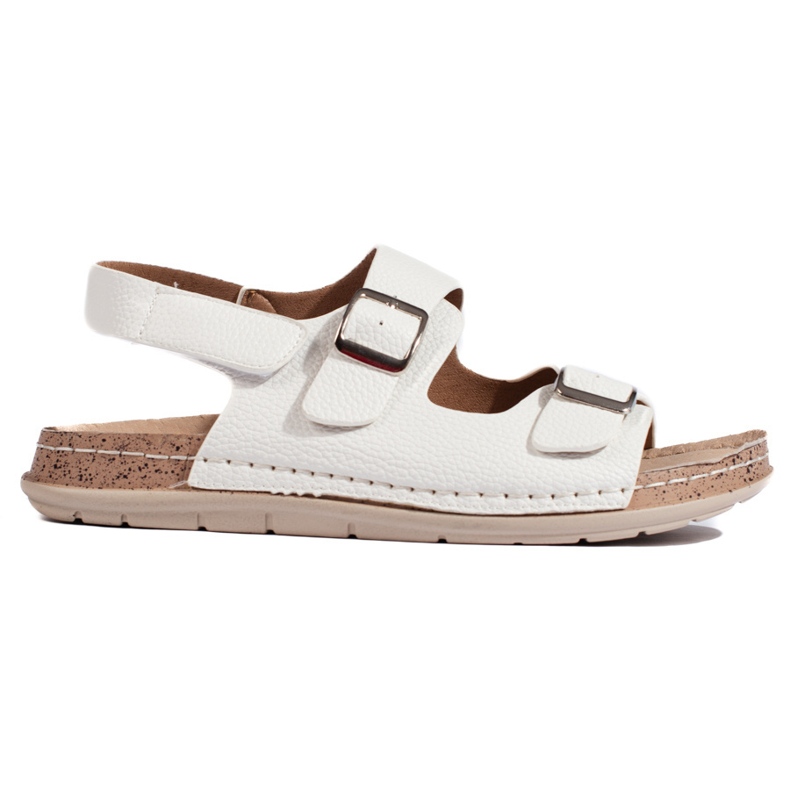 Sandali da donna bianchi con chiusura in velcro bianca