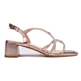 Sandali da donna oro e rosa con cinturini decorativi di Sergio Leone