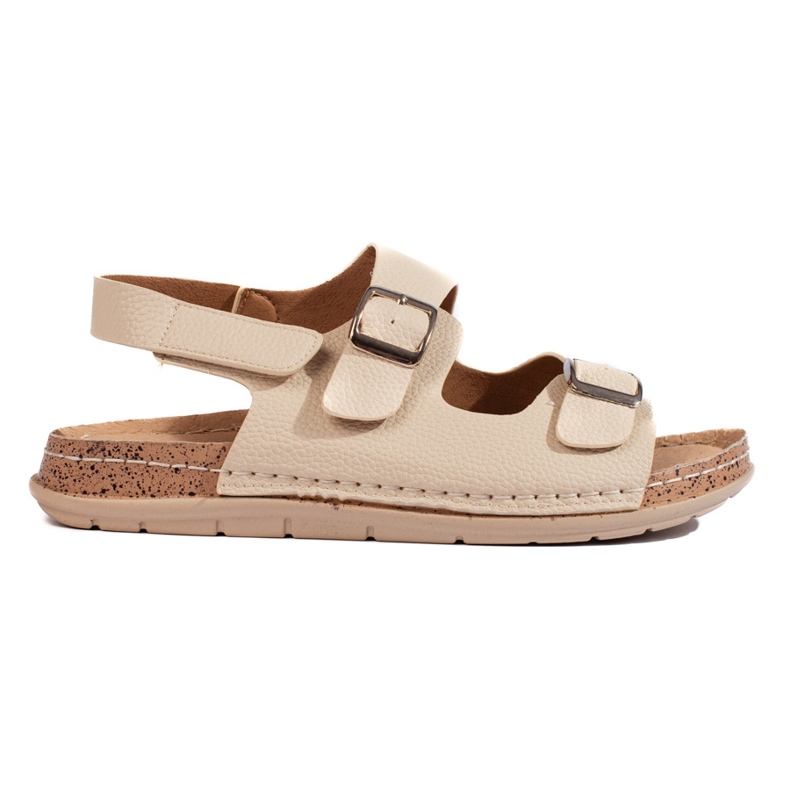 Comodi sandali da donna beige con fibbie