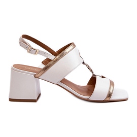 Sandali eleganti in pelle su blocco Laura Messi 2768 Bianco