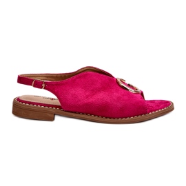 Sandali Eleganti da Donna Con Decorazione Eco Camoscio S.Barski KV27-058 Fucsia rosa