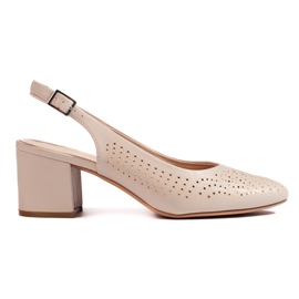 Décolleté traforate con tacco alto di Sergio Leone beige