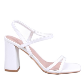 Borelli Sandali bianchi con tacco stabile bianco