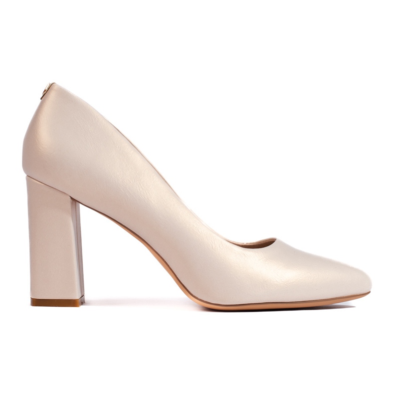 Décolleté color crema con tacco grosso di Sergio Leone beige