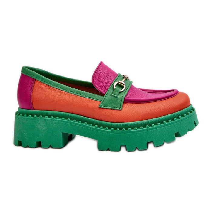 Mocassini in pelle da donna Zazoo 3476, verde multicolore