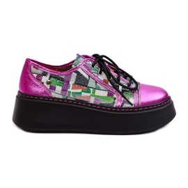 Sneakers da Donna in Pelle Su Platform Maciejka 06479-15 Fucsia rosa
