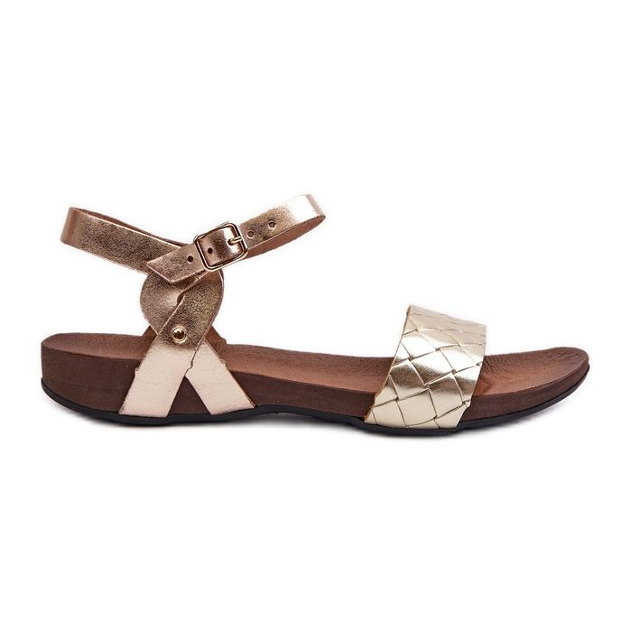Zazoo 40027 Sandali piatti in pelle da donna, Oro d'oro
