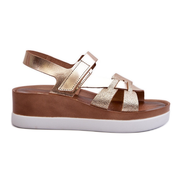 Zazoo 40397 Sandali in pelle da donna con plateau, Oro d'oro