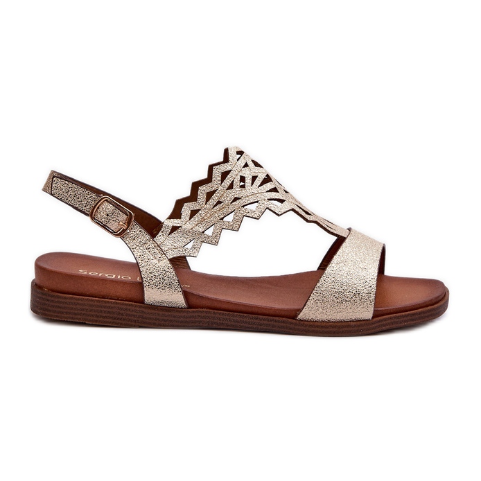 Sandali piatti da donna Sergio Leone SK070H, oro d'oro