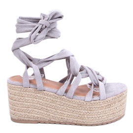 Espadrillas Manon con plateau grigie grigio