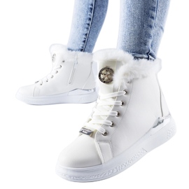 Sneakers bianche con pelliccia di Fiemme bianca