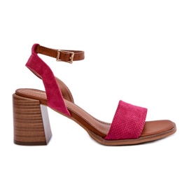 Sandali con Tacco Alto da Donna Realizzati in Eco Camoscio Ronvia Fucsia rosa