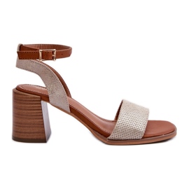 Sandali con Tacco Alto da Donna, Realizzati in Eco Camoscio, Ronvia Oro d'oro