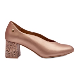 Eleganti décolleté in pelle con tacco alto Maciejka 06422-25 Oro d'oro