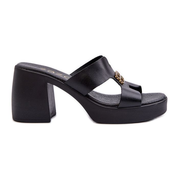 Zazoo 40419 Infradito da donna in pelle con ritagli e decorazioni, nero