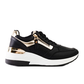 Sneakers con zeppa Danai nere traforate nero
