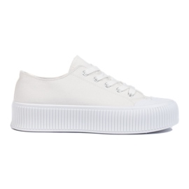 Sneakers con plateau da donna bianche bianco
