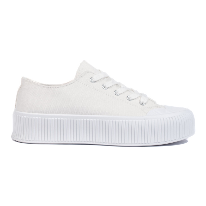 Sneakers con plateau da donna bianche bianca