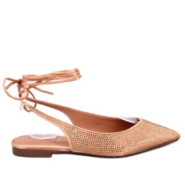 Ballerine con tacco aperto in strass di Vonda Champagne d'oro