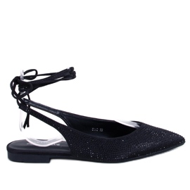 Ballerine con tacco aperto in strass Vonda Black nero