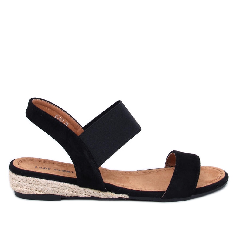Amalf Sandali espadrillas neri con zeppa bassa nero