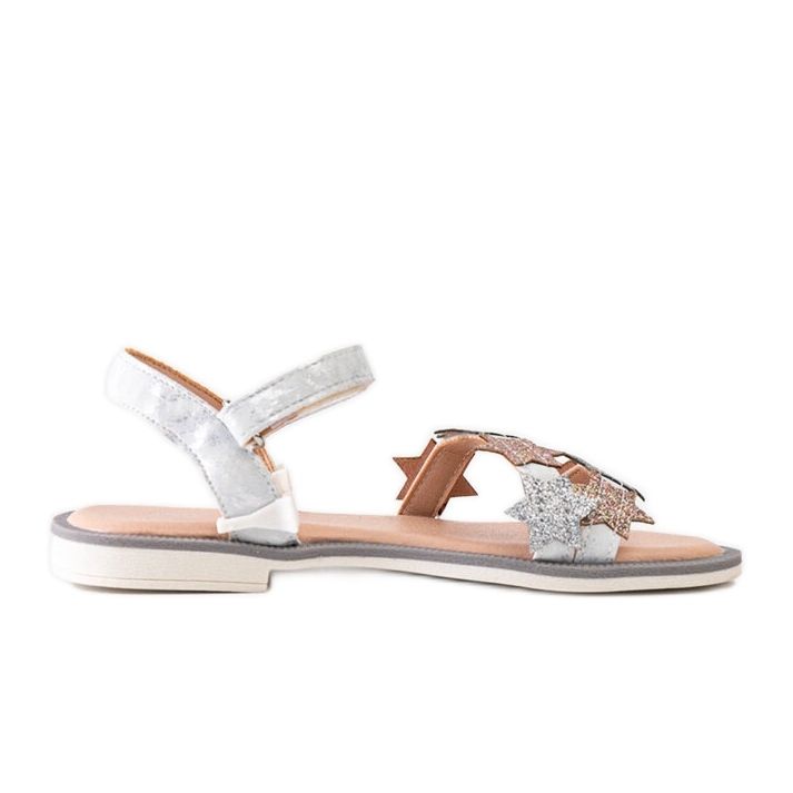 Miss Sandali da bambino Charisa grigi con stelle glitter d'argento