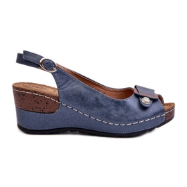 Scarpe Comode Leggere Da Donna Sandali Con Zeppa, Blu Efravia