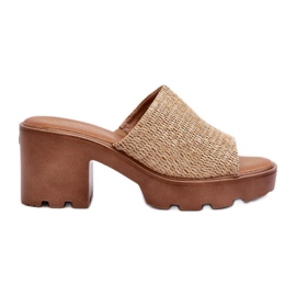 Infradito da donna Titantha beige con tacco alto intrecciato