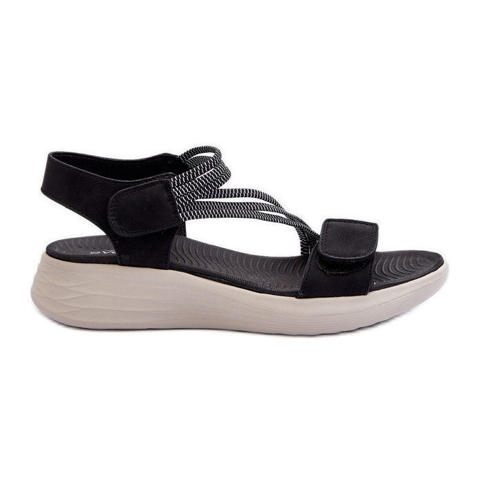 Evento Comodi sandali con velcro da donna Neri Eladora nero