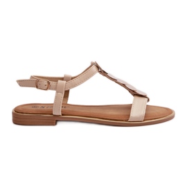 Sandali Bassi da Donna Realizzati in Ecopelle Beige Jeritellia