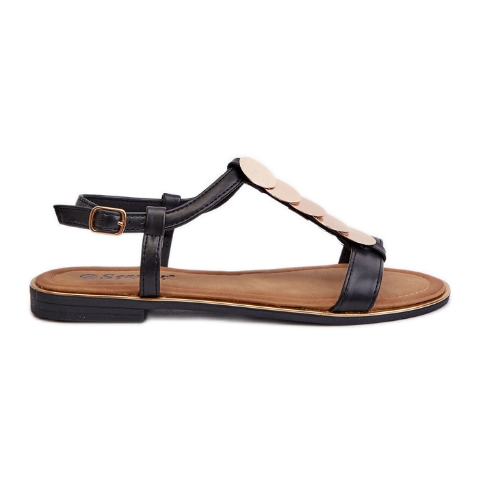 Sandali Bassi da Donna Realizzati in Ecopelle Nero Jeritellia