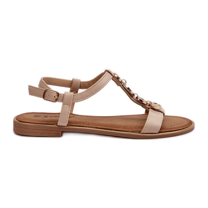 Sandali Bassi Da Donna Con Decori Beige Muridia