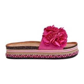 Infradito da Donna con Plateau Decorati con Fiori Fucsia Nodina rosa