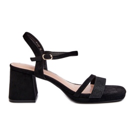 Sandali Con Tacco Alto Da Donna Con Cinturino In Tessata Nera Lucida nero