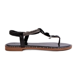 Sandali bassi da donna con fiore decorativo, Nero Edoni