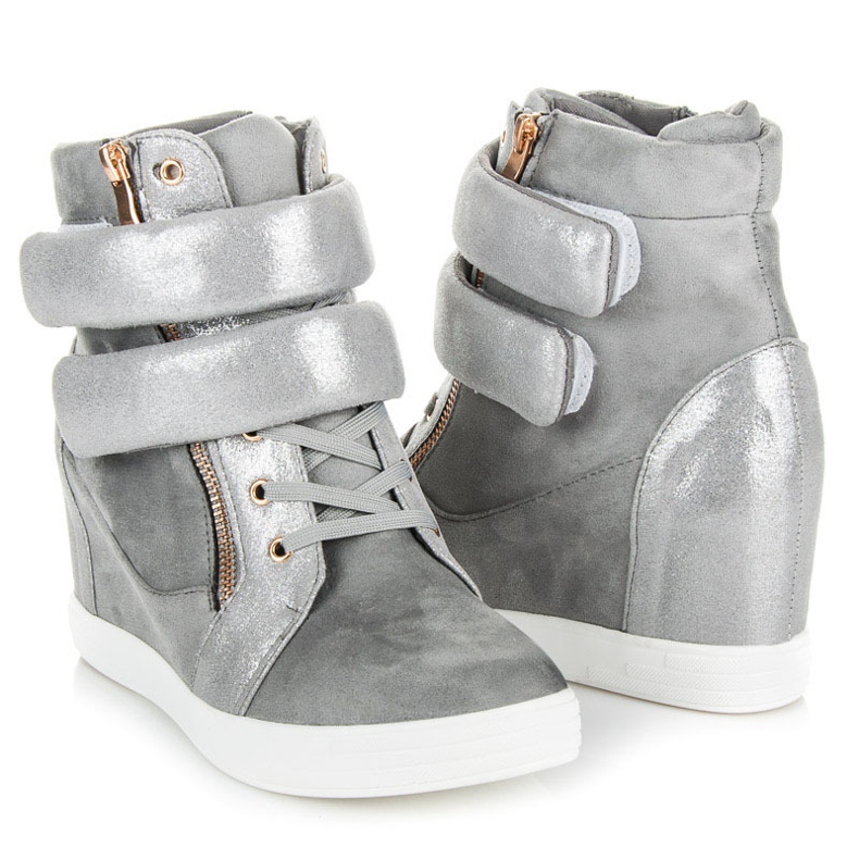 Sneakers alla moda in velcro grigio