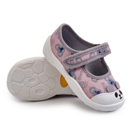 Pantofole ballerina Befado con orsetto 209P038 Grigio-Rosa